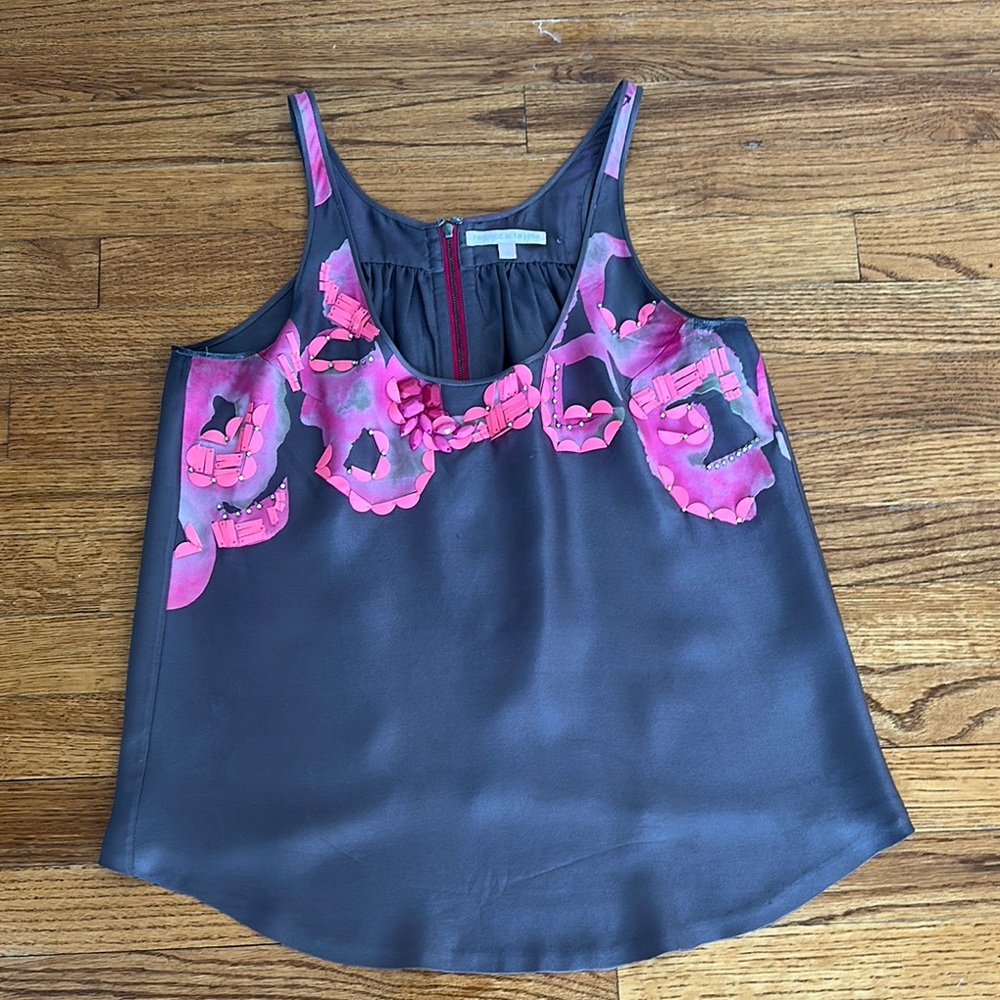 Rebecca Taylor Taupe and Pink Asymmetrical Camisole